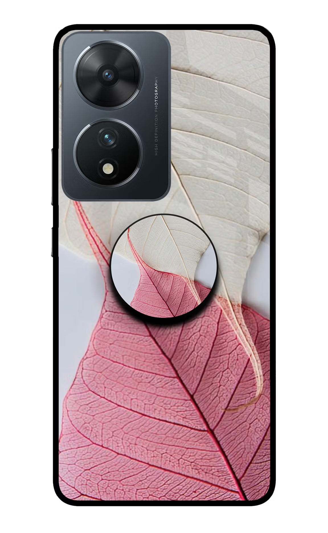 White Pink Leaf Vivo T2 5G Pop Case by Casekaro