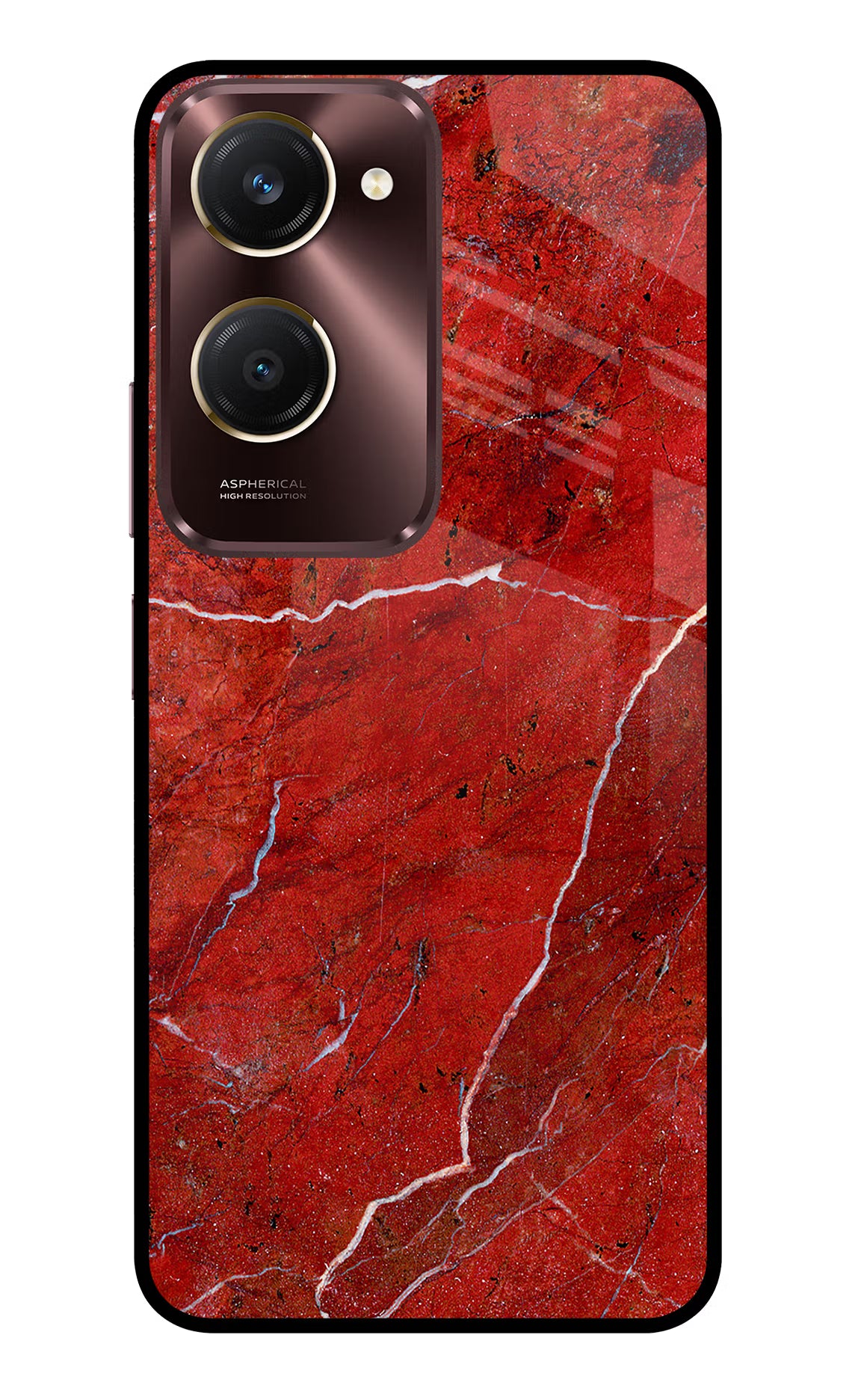 Red Marble Design Vivo Y28s 5G Glass Case