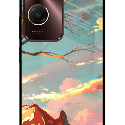 Scenery Vivo Y28s 5G Glass Case Back Cover by Casekaro