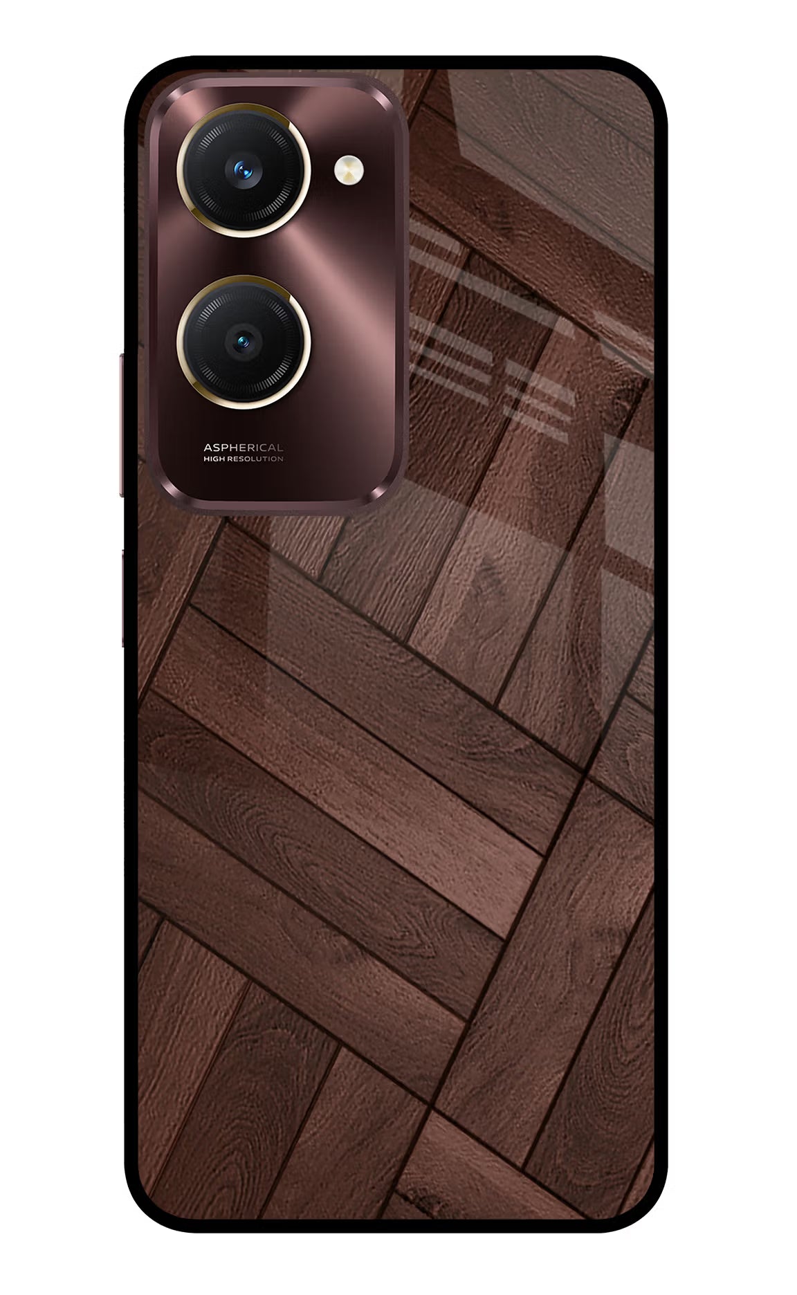 Wooden Texture Design Vivo Y28s 5G Glass Case Back Cover by Casekaro