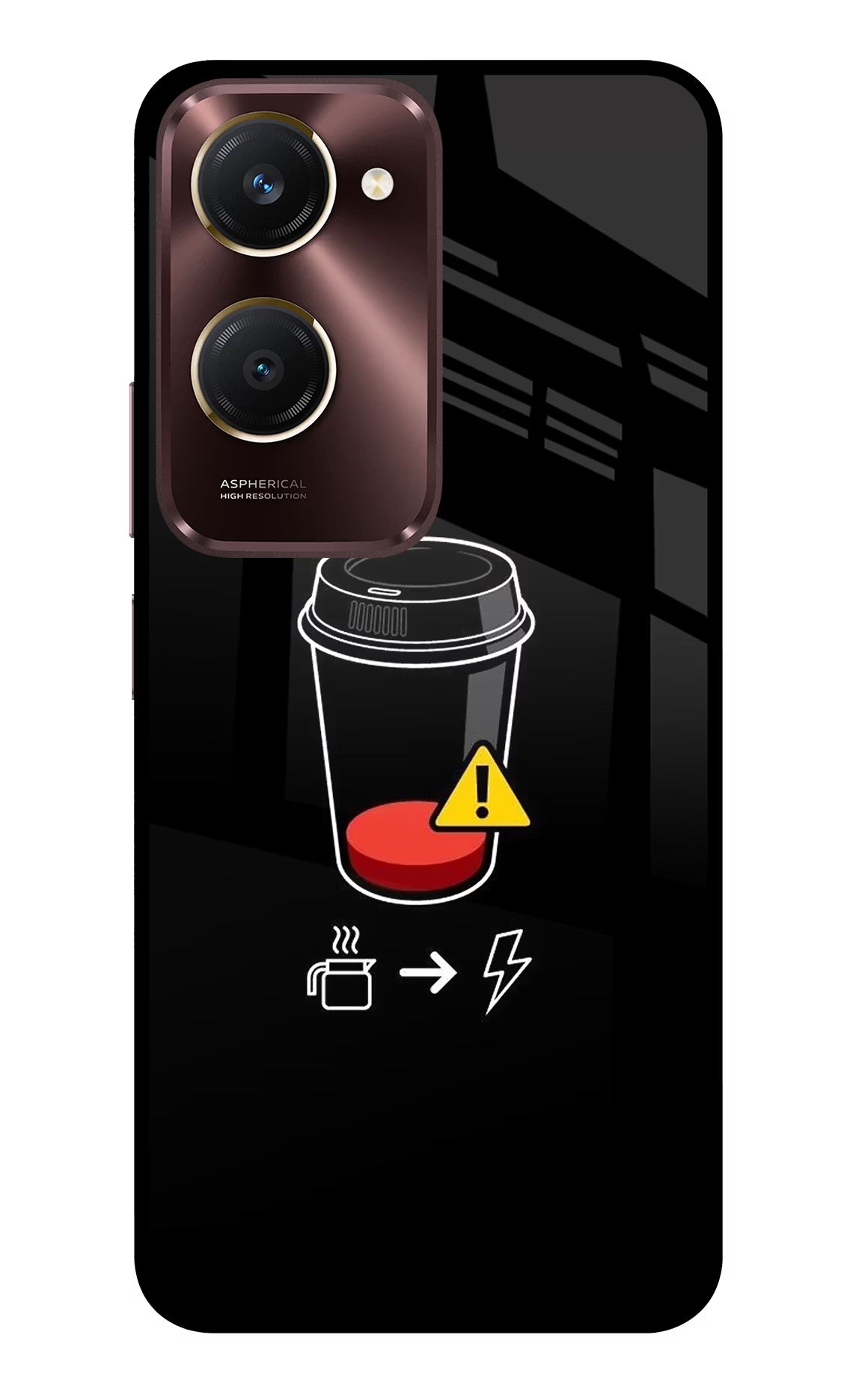 Coffee Vivo Y28s 5G Glass Case Back Cover by Casekaro