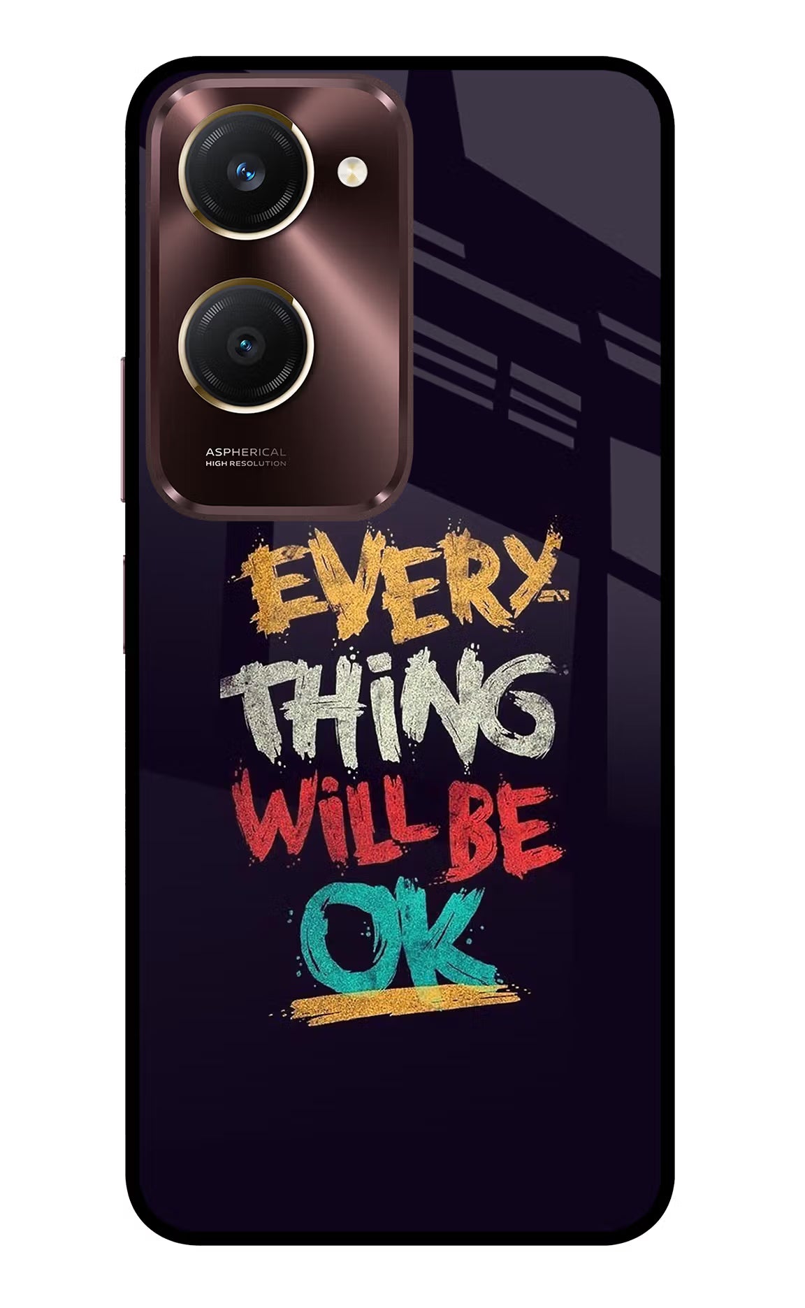 Everything Will Be Ok Vivo Y28s 5G Glass Case Back Cover by Casekaro