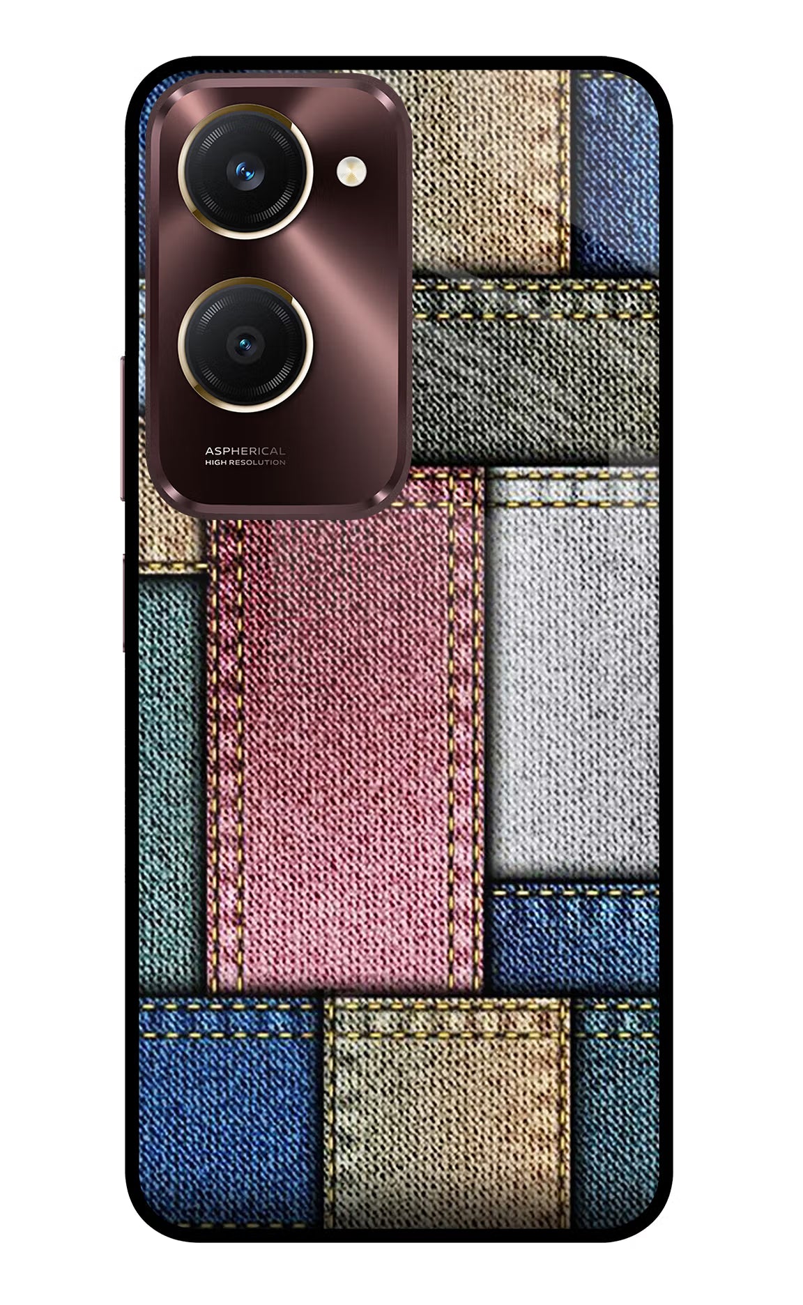 Multicolor Jeans Vivo Y28s 5G Glass Case Back Cover by Casekaro