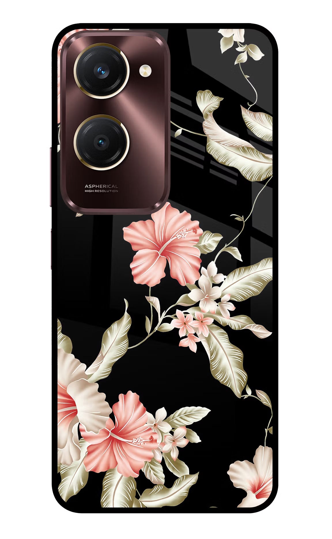 Flowers Vivo Y28s 5G Glass Case Back Cover by Casekaro
