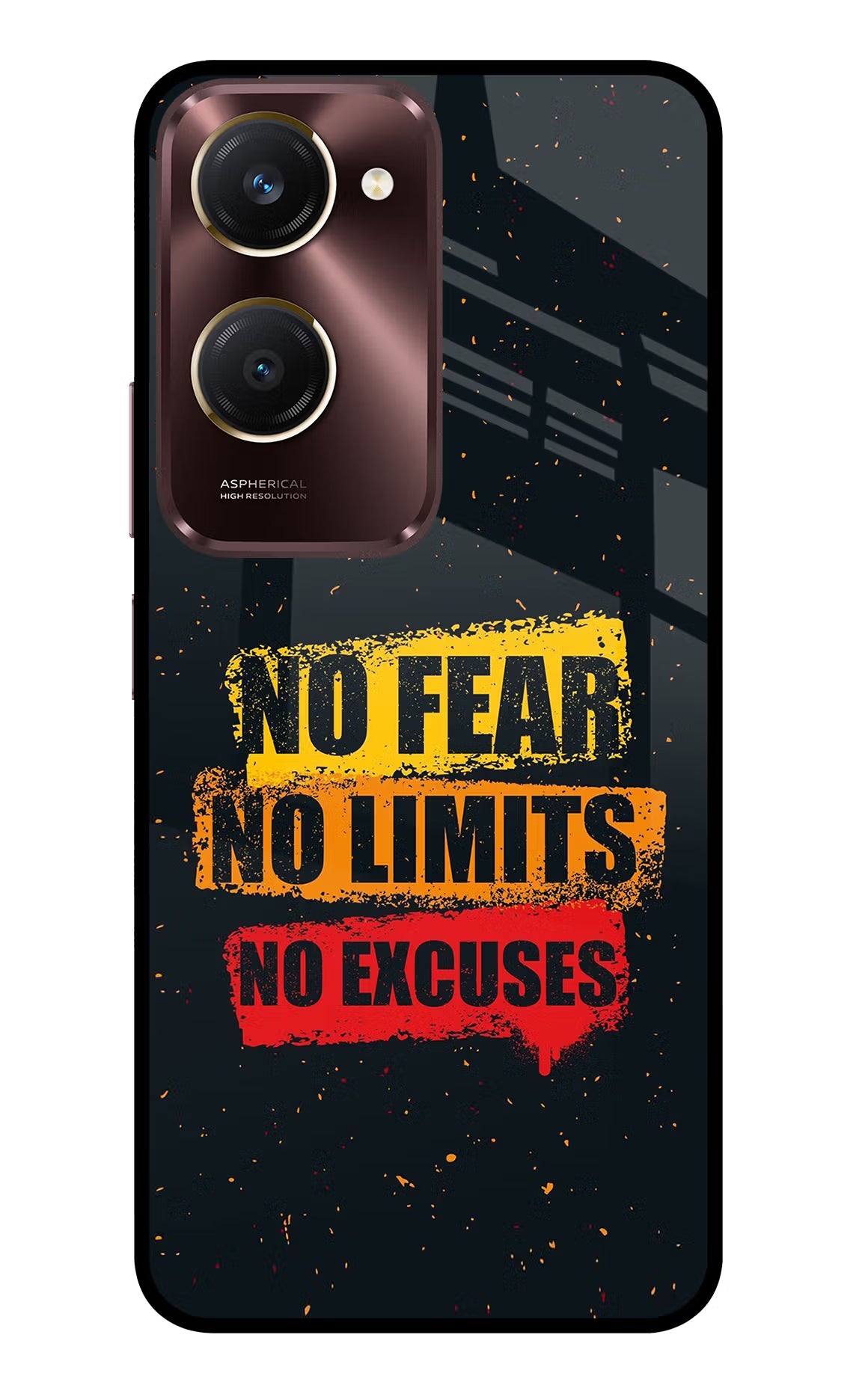 No Fear No Limits No Excuse Vivo Y28s 5G Glass Case Back Cover by Casekaro