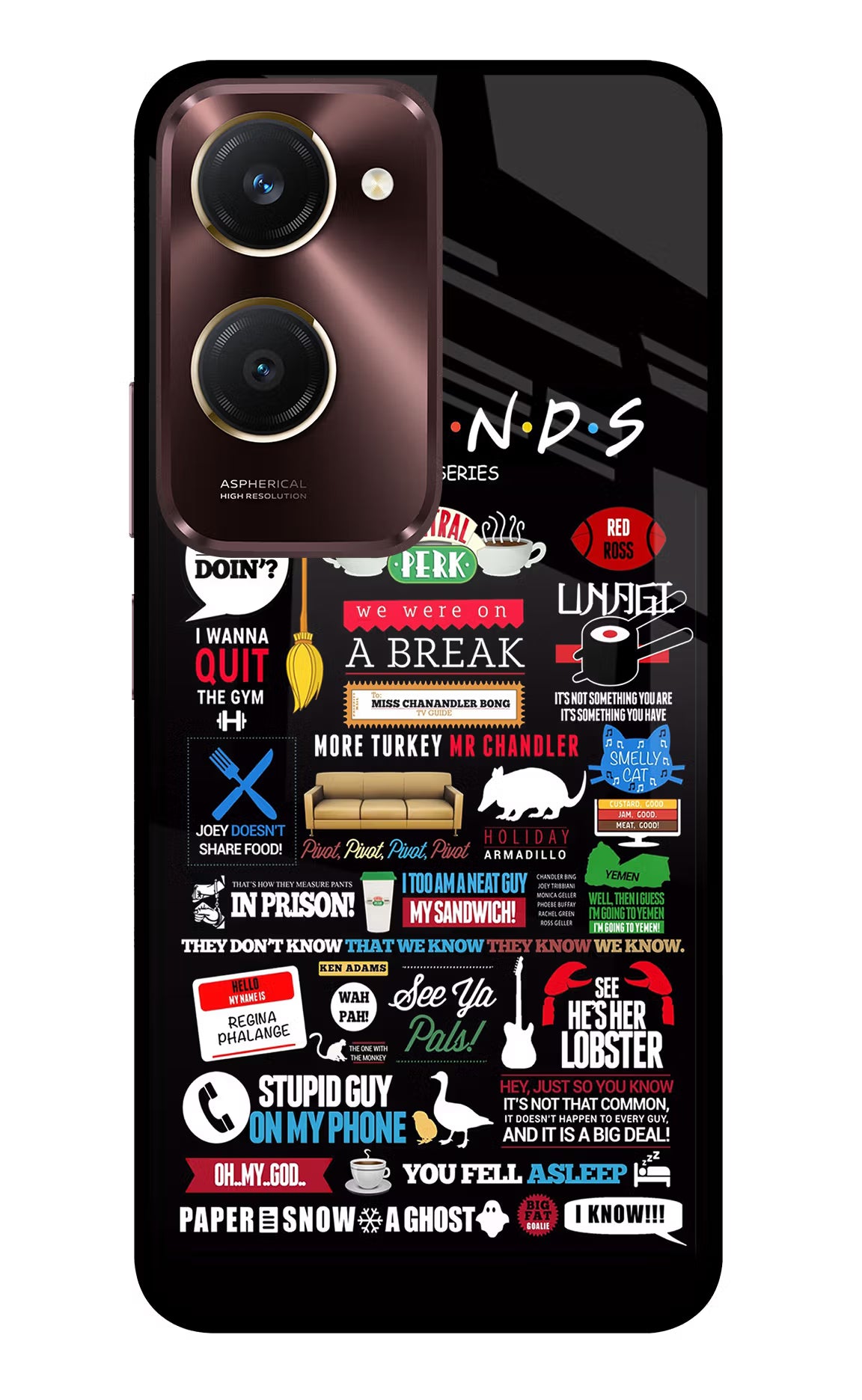 FRIENDS Vivo Y28s 5G Glass Case Back Cover by Casekaro