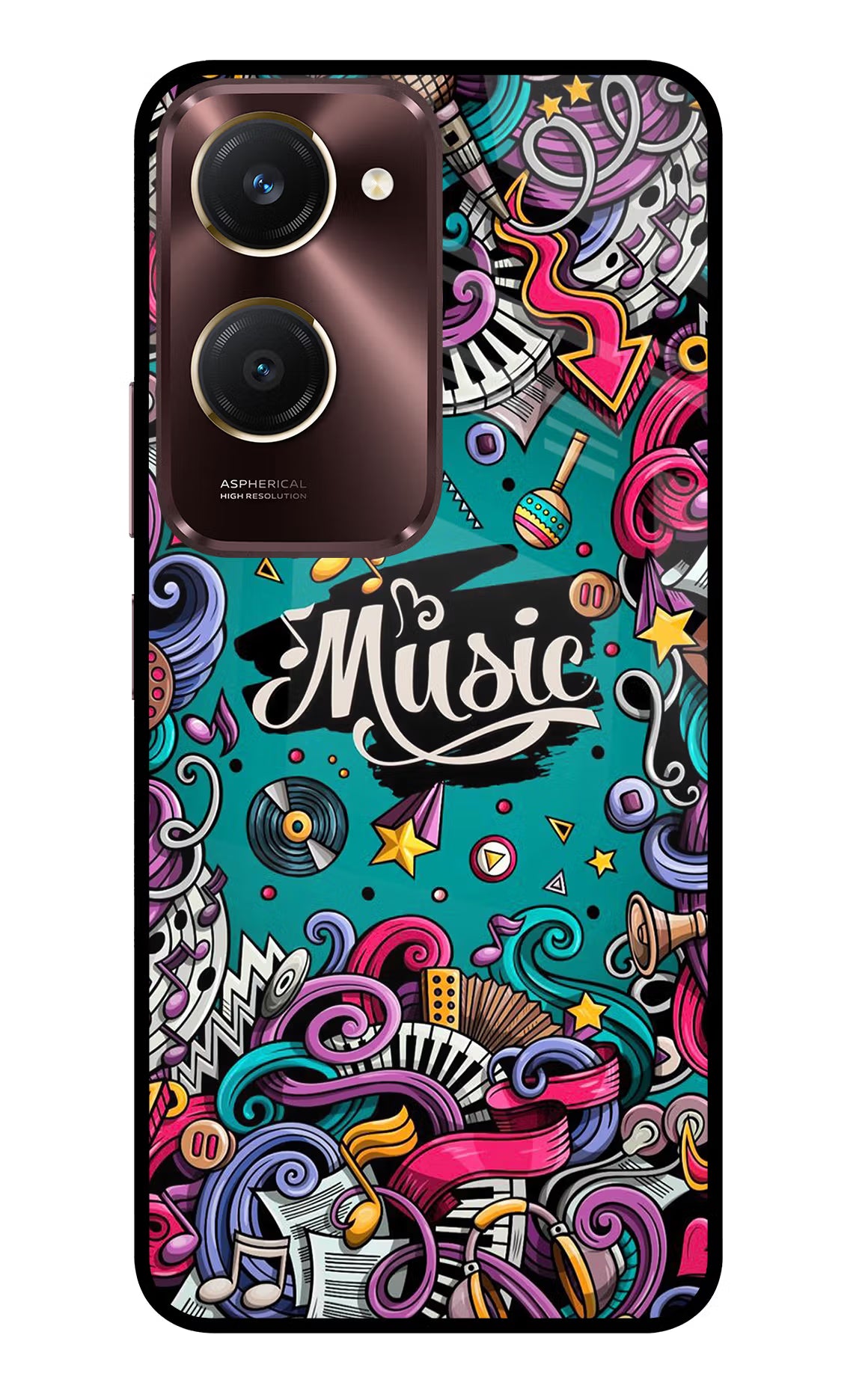 Music Graffiti Vivo Y28s 5G Glass Case
