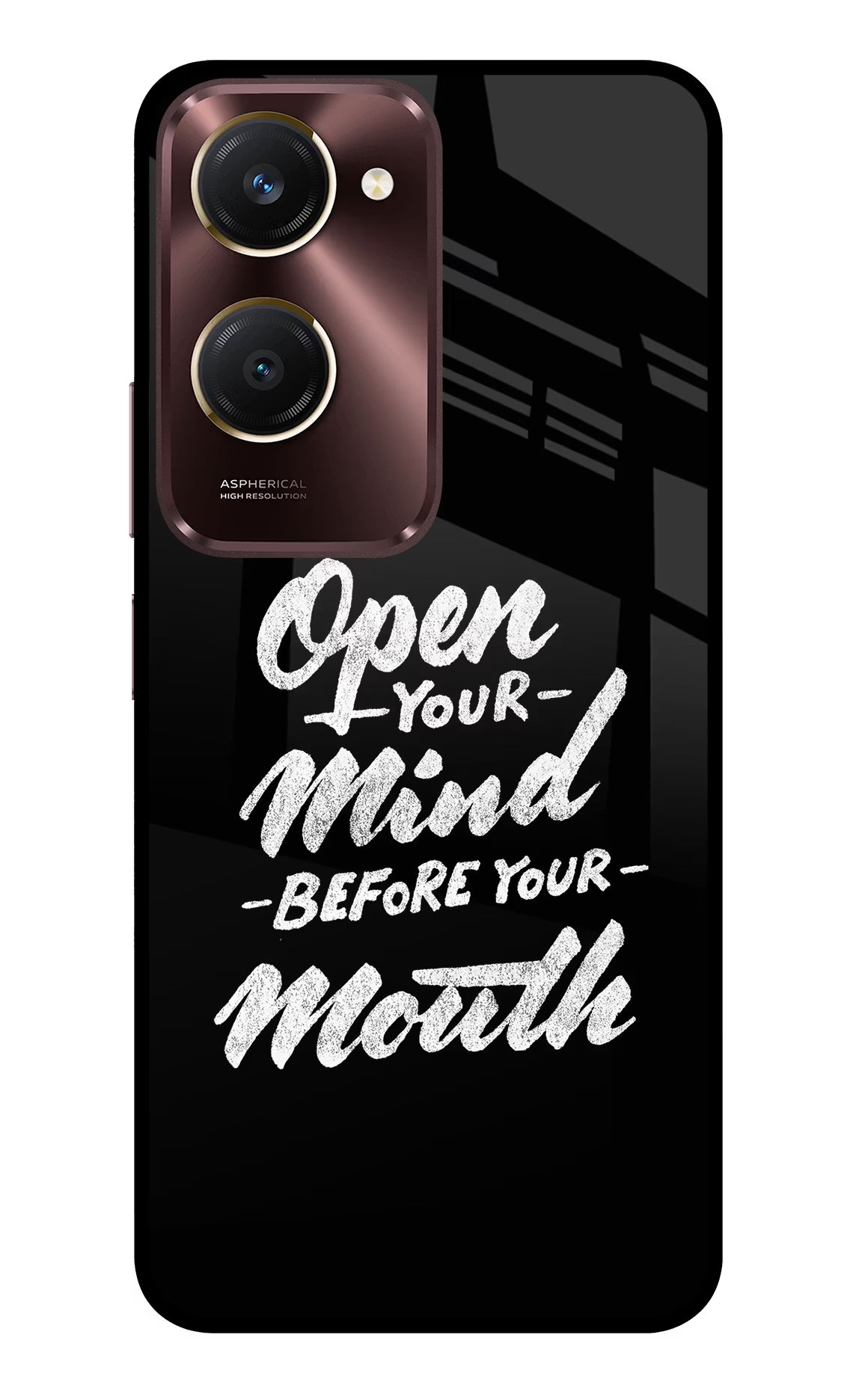 Open Your Mind Before Your Mouth Vivo Y28s 5G Glass Case Back Cover by Casekaro