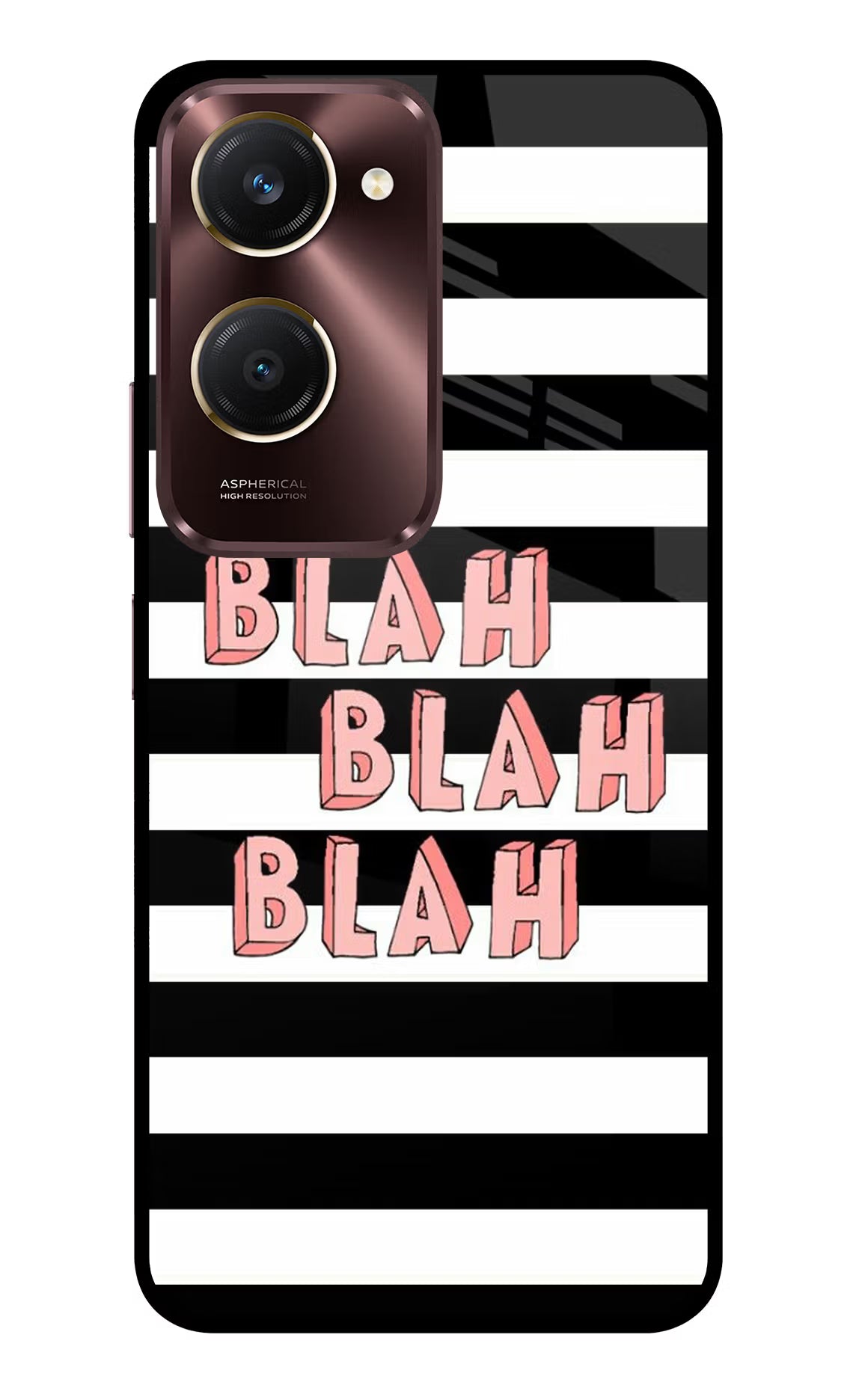 Blah Blah Blah Vivo Y28s 5G Glass Case Back Cover by Casekaro