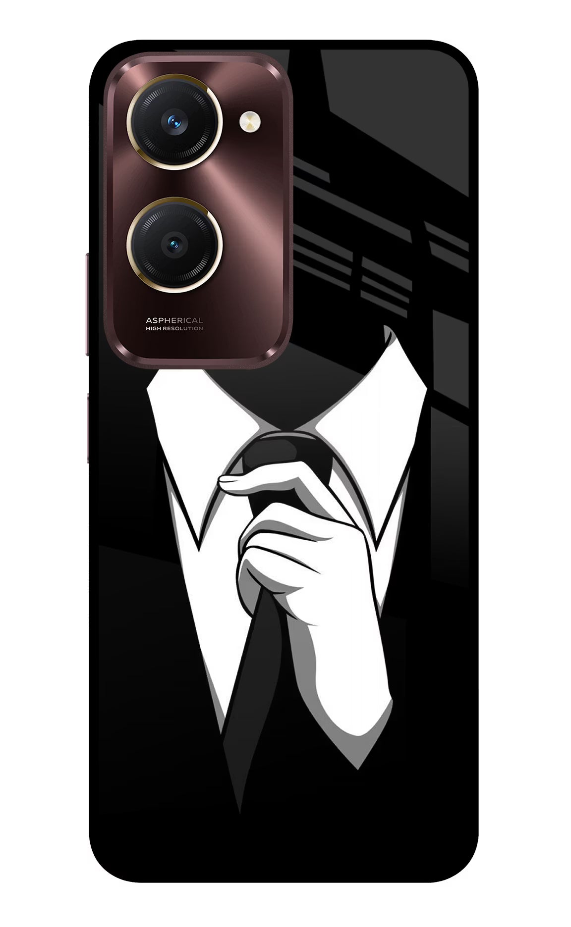 Black Tie Vivo Y28s 5G Glass Case Back Cover by Casekaro
