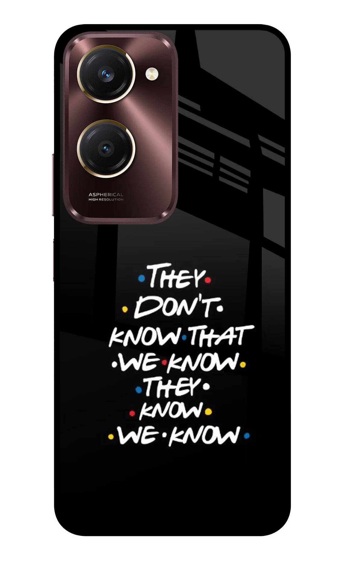 FRIENDS Dialogue Vivo Y28s 5G Glass Case Back Cover by Casekaro