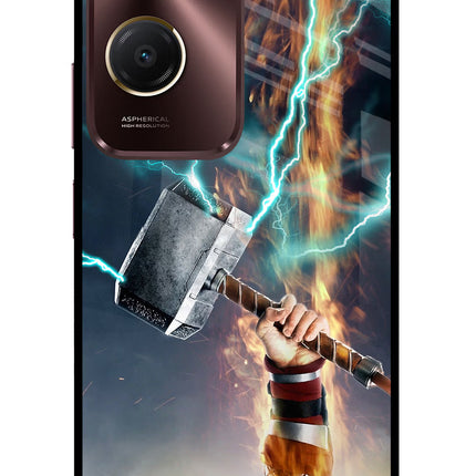 Thor Hammer Mjolnir Vivo Y28s 5G Glass Case Back Cover by Casekaro