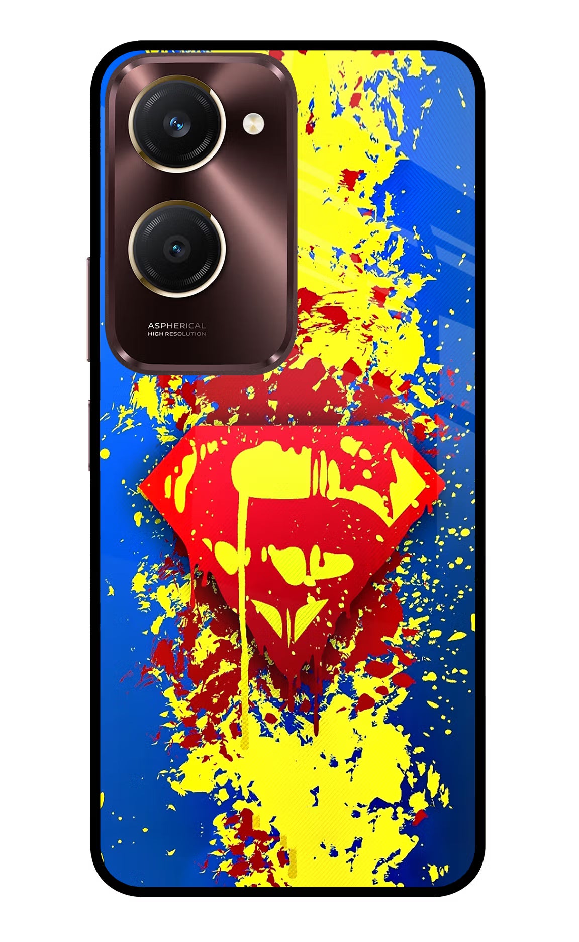 Superman logo Vivo Y28s 5G Glass Case Back Cover by Casekaro