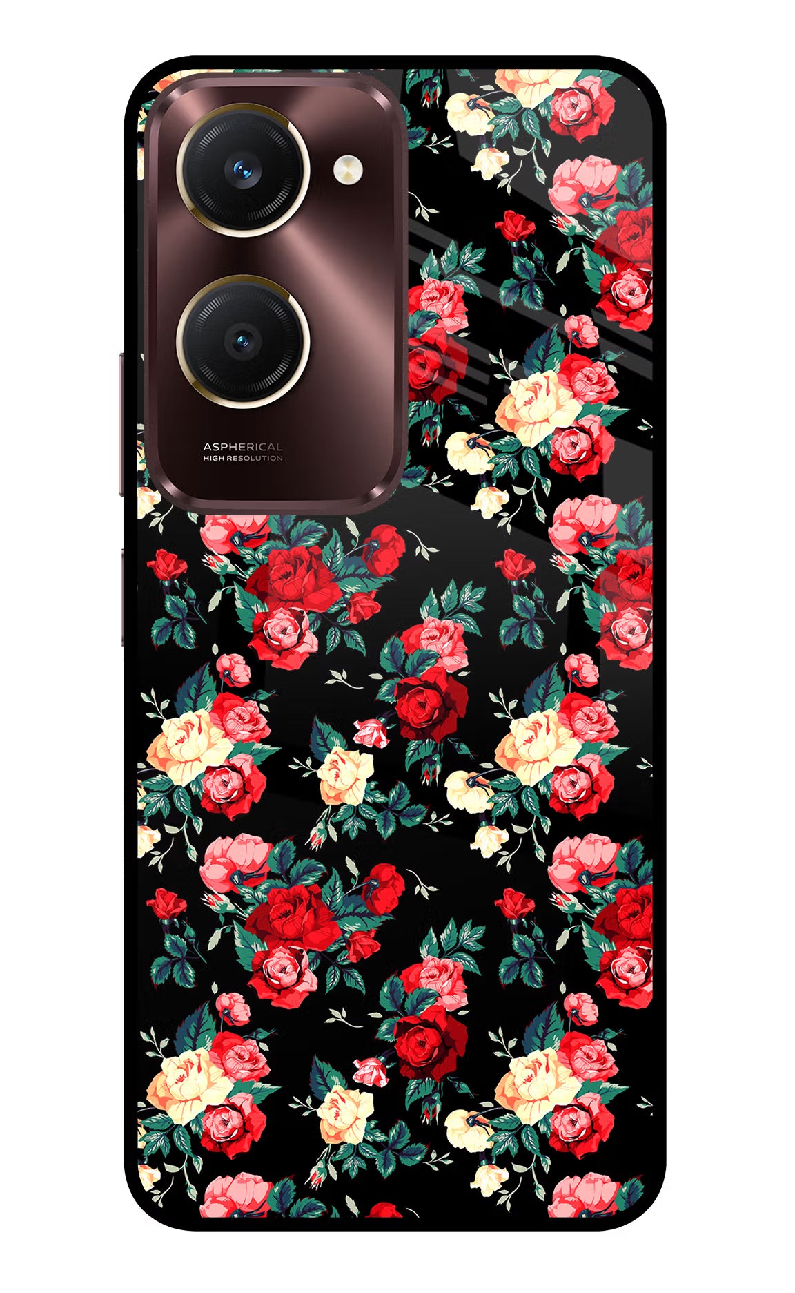 Rose Pattern Vivo Y28s 5G Glass Case