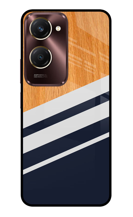 Blue and white wooden Vivo Y28s 5G Glass Case