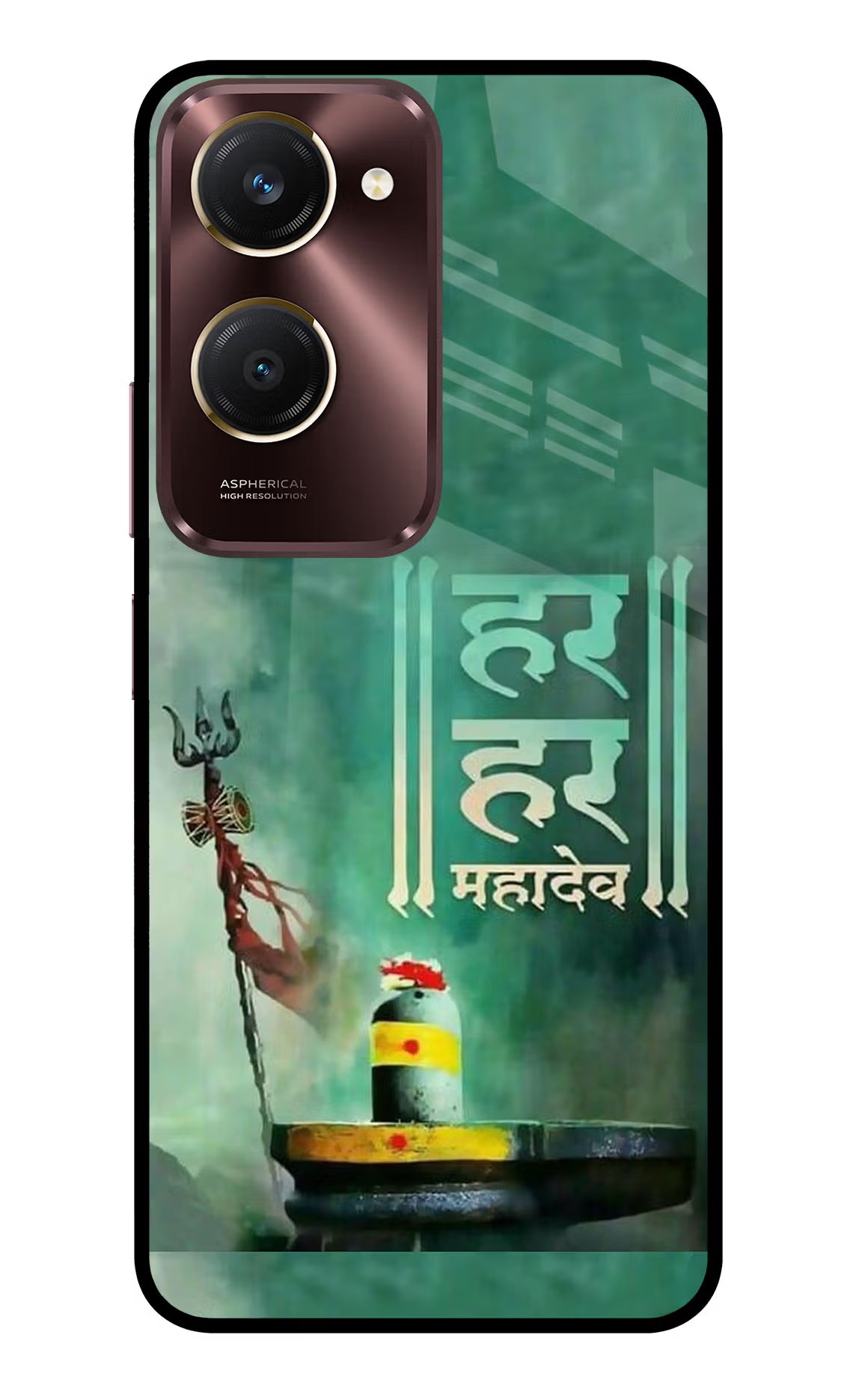 Har Har Mahadev Shivling Vivo Y28s 5G Glass Case Back Cover by Casekaro