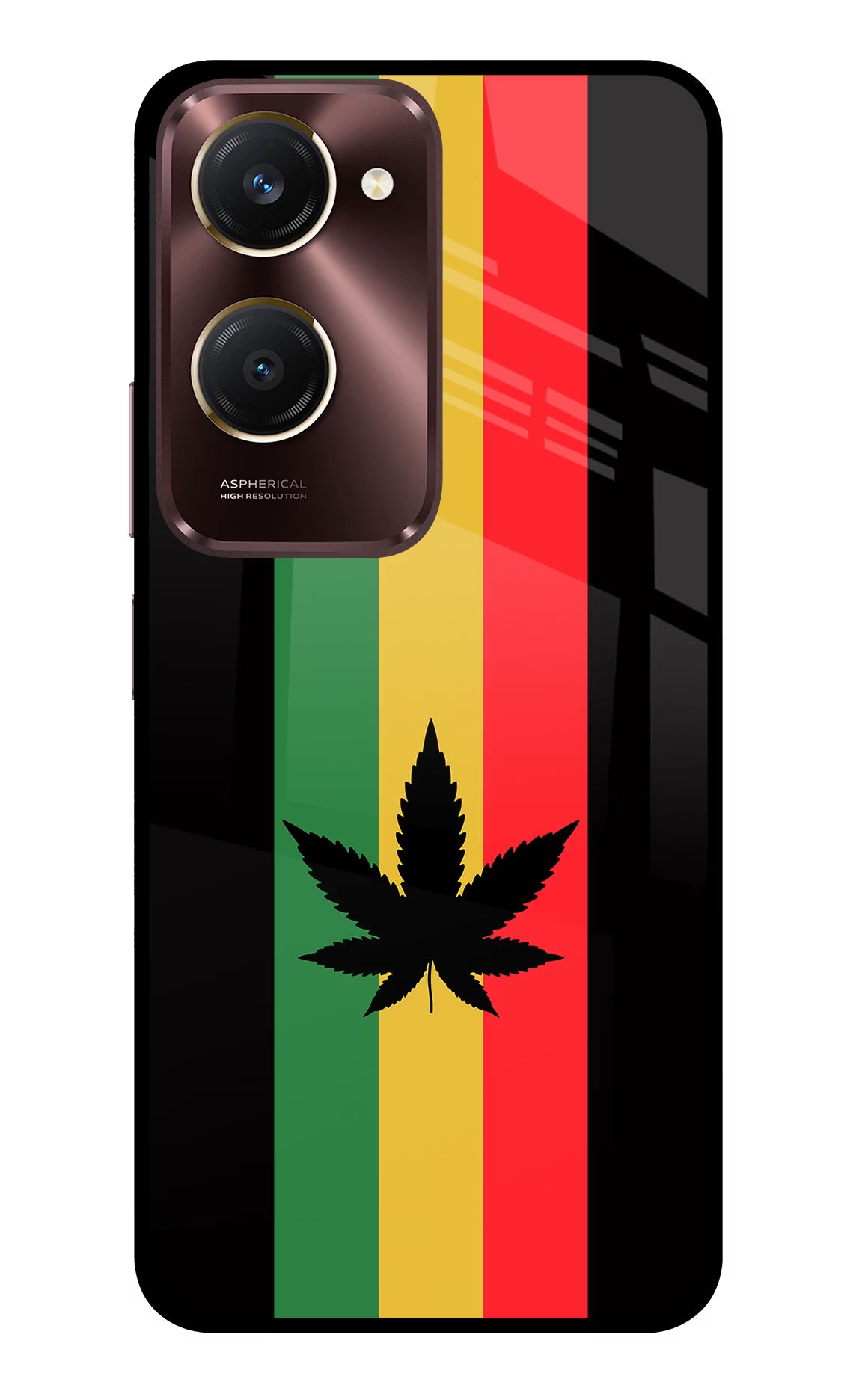 Weed Flag Vivo Y28s 5G Glass Case Back Cover by Casekaro