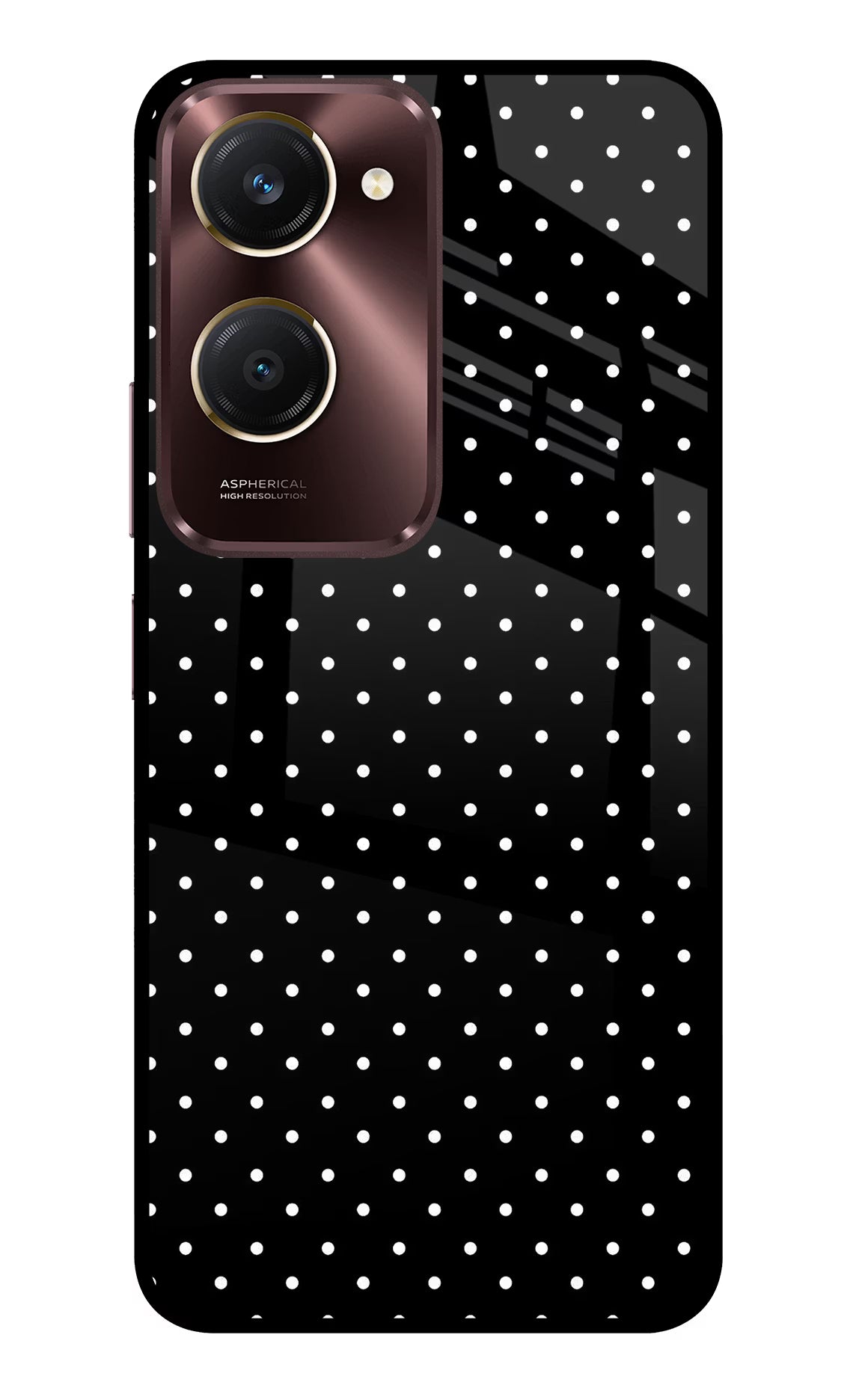 White Dots Vivo Y28s 5G Glass Case Back Cover by Casekaro