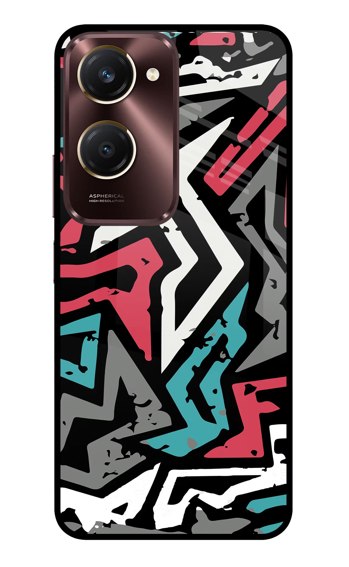 Geometric Graffiti Vivo Y28s 5G Glass Case Back Cover by Casekaro