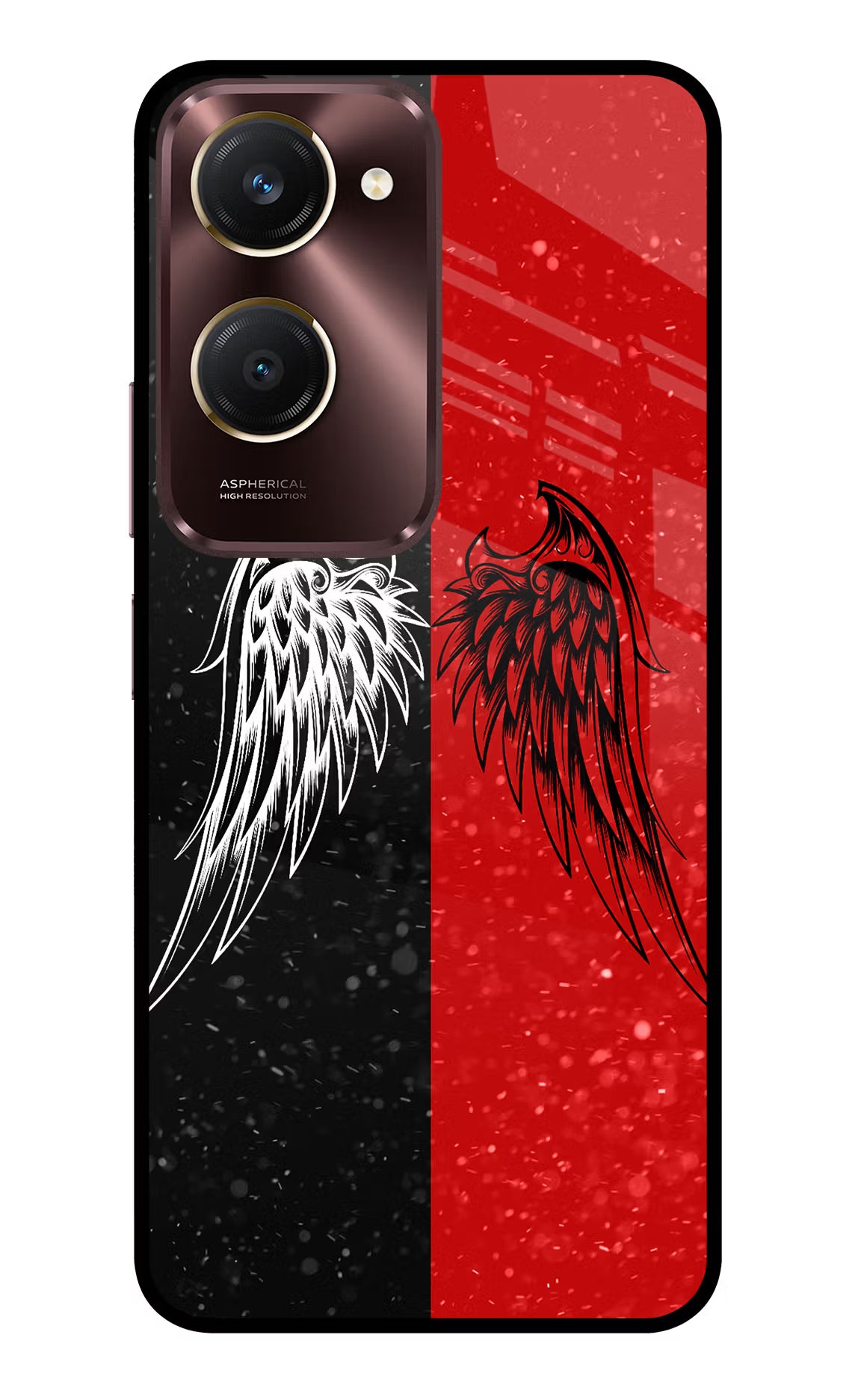 Wings Vivo Y28s 5G Glass Case Back Cover by Casekaro