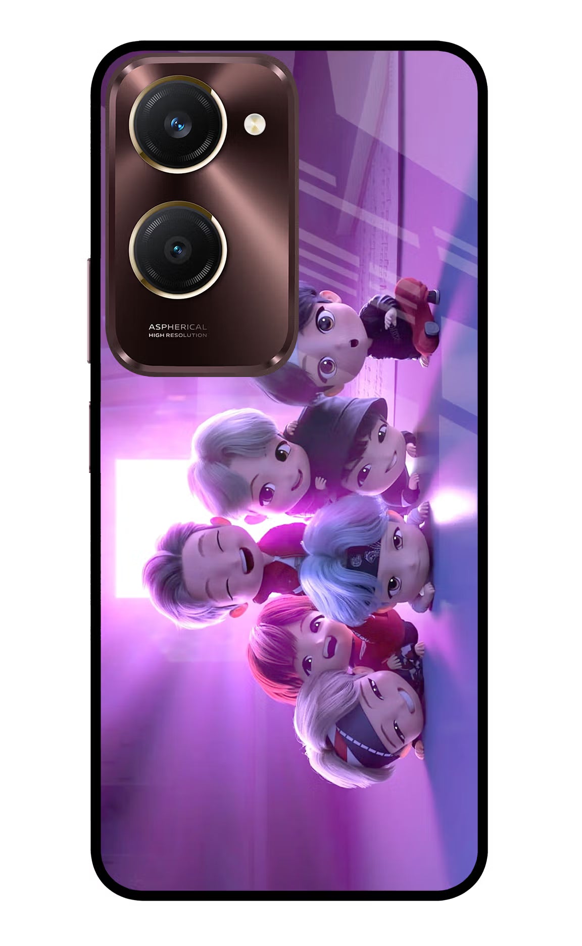 BTS Chibi Vivo Y28s 5G Glass Case Back Cover by Casekaro