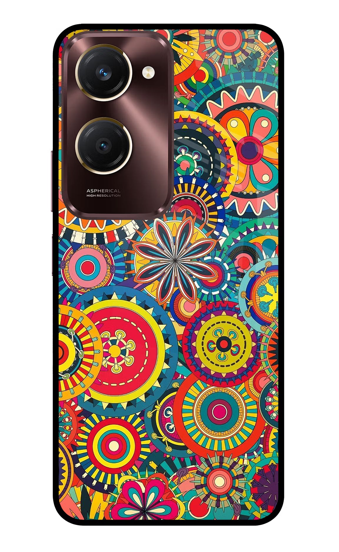 Gol Gol Art Vivo Y28s 5G Glass Case Back Cover by Casekaro