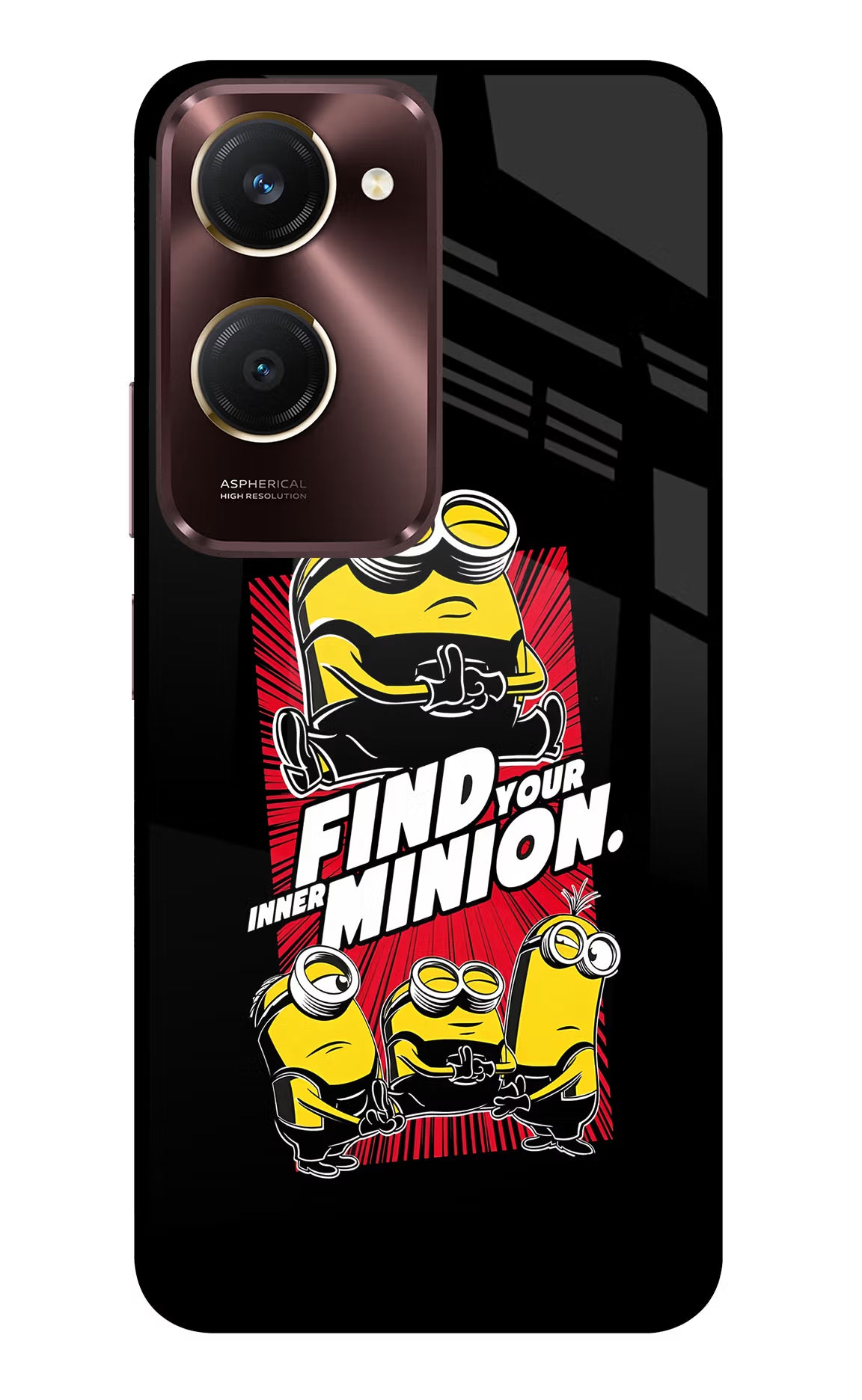 Find your inner Minion Vivo Y28s 5G Glass Case Back Cover by Casekaro