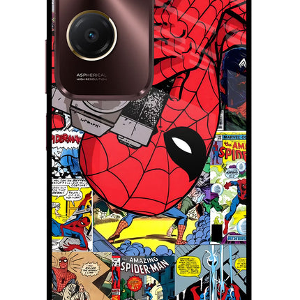 Spider Man Vivo Y28s 5G Glass Case Back Cover by Casekaro