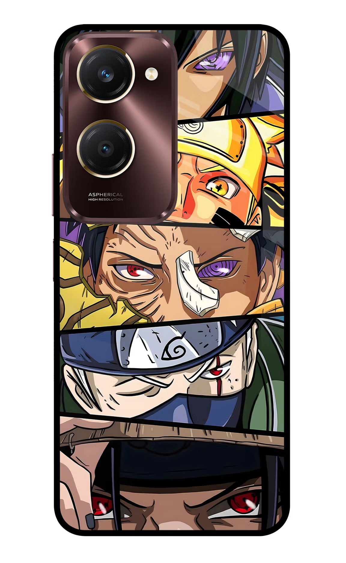 Naruto Character Vivo Y28s 5G Glass Case Back Cover by Casekaro
