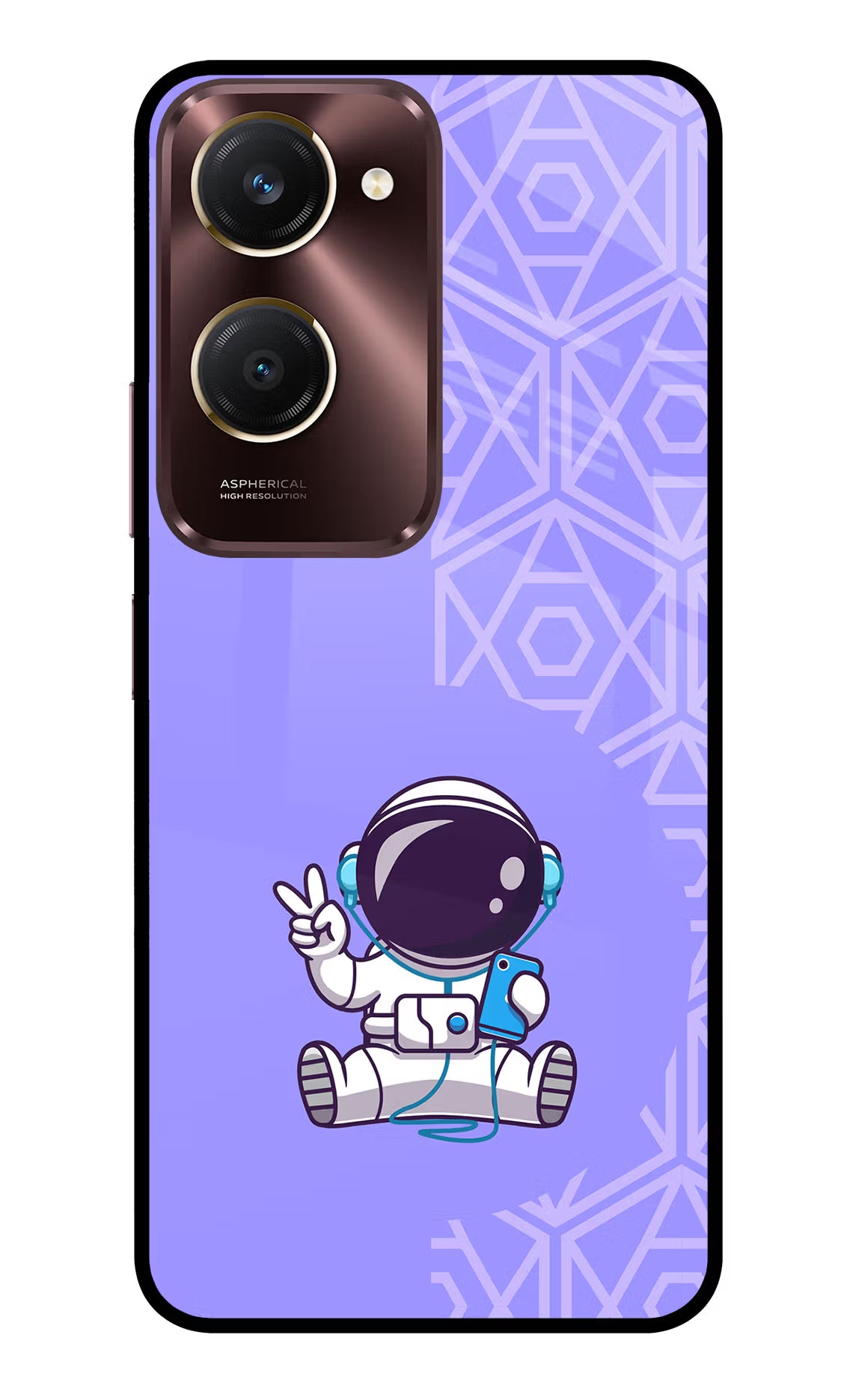 Cute Astronaut Chilling Vivo Y28s 5G Glass Case