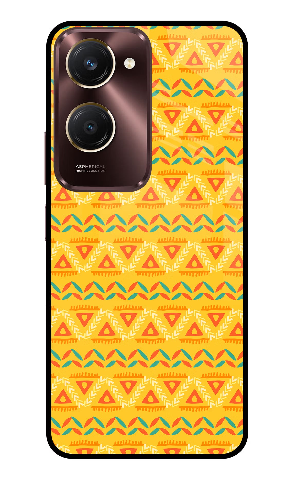 Tribal Pattern Vivo Y28s 5G Glass Case Back Cover by Casekaro