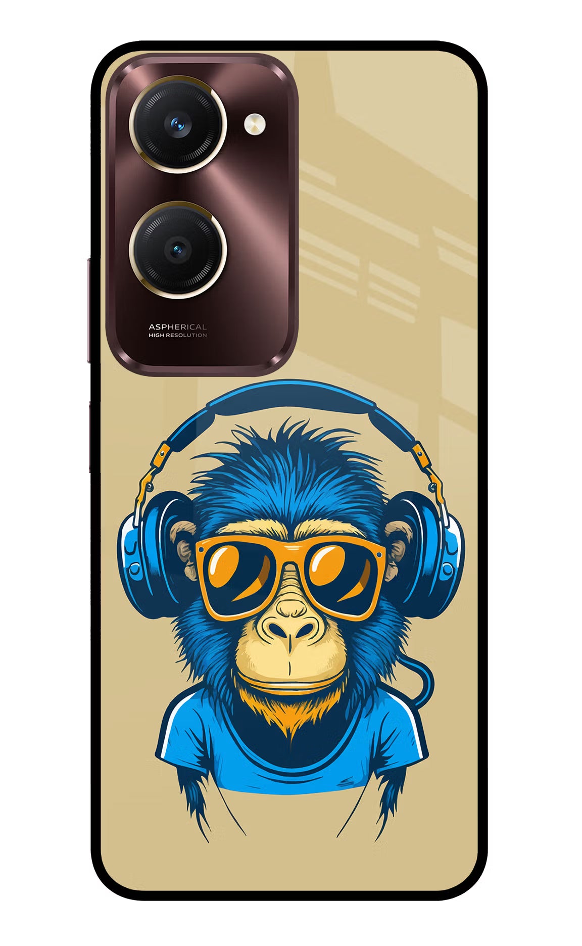 Monkey Headphone Vivo Y28s 5G Glass Case Back Cover by Casekaro