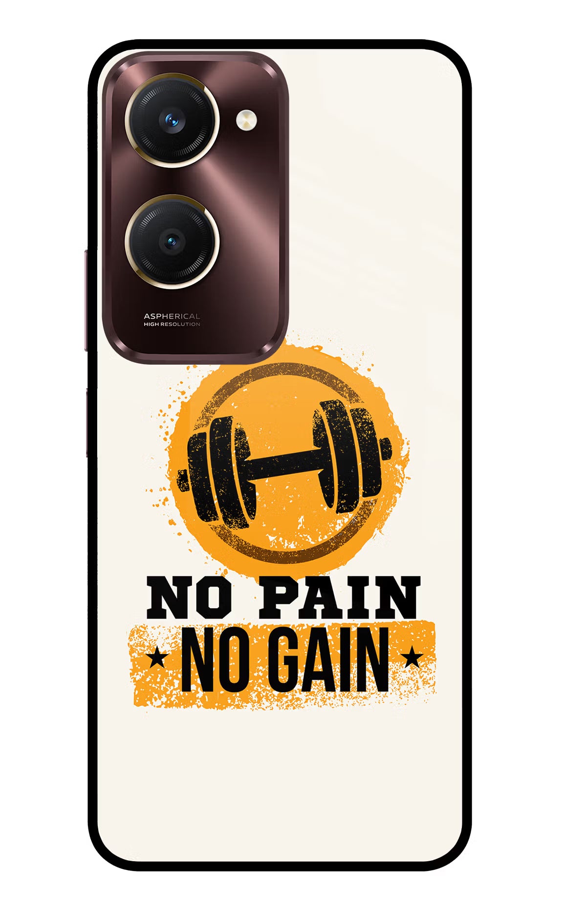No Pain No Gain Vivo Y28s 5G Glass Case Back Cover by Casekaro