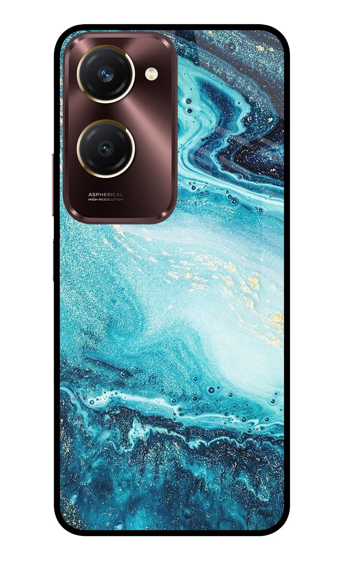 Blue Glitter Marble Vivo Y28s 5G Glass Case