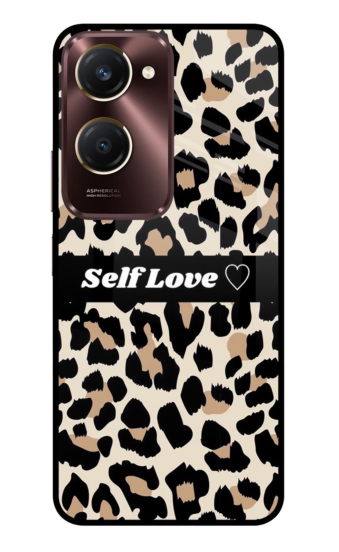 Leopard Print Self Love Vivo Y28s 5G Glass Case Back Cover by Casekaro
