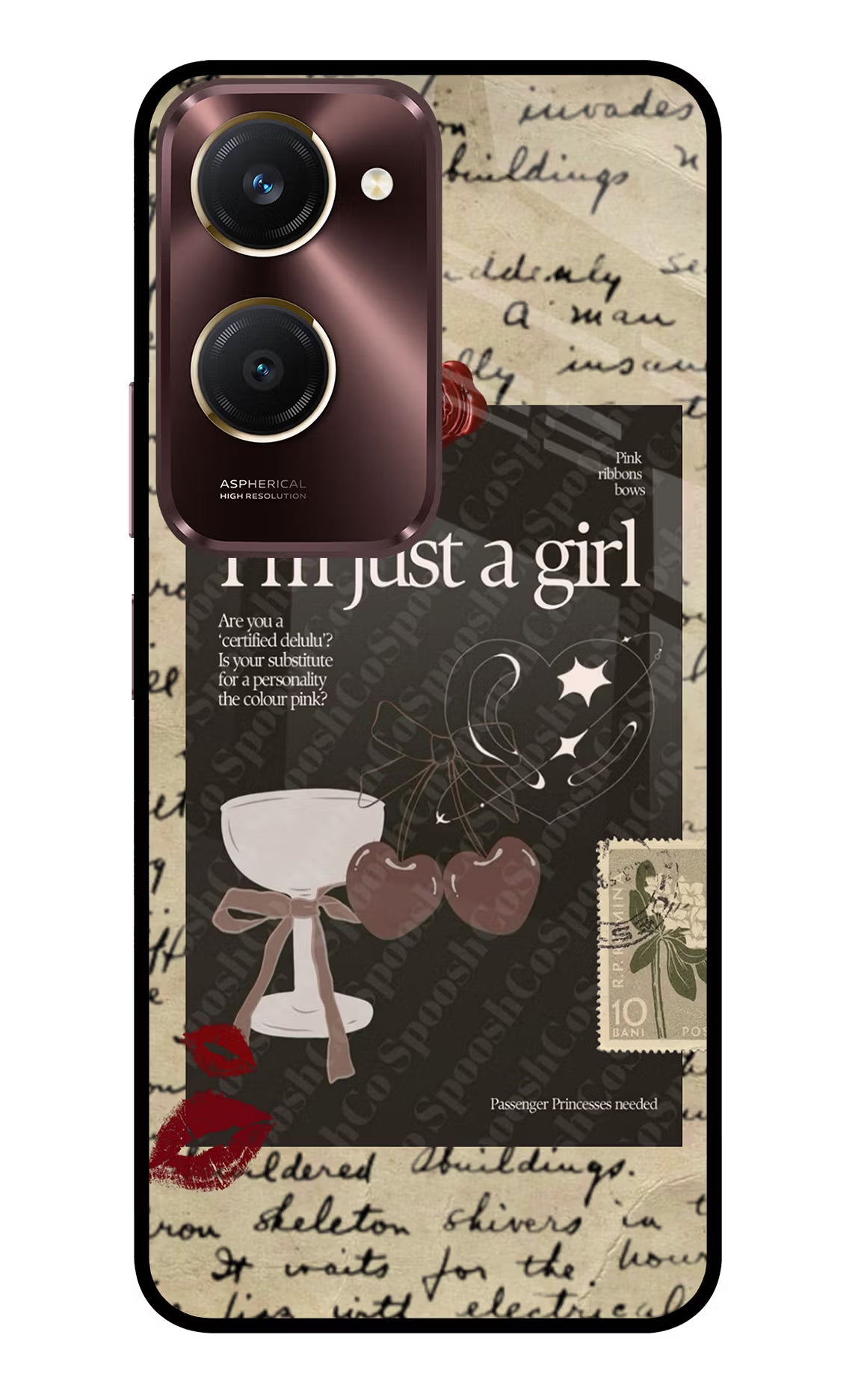 I am just a girl Vivo Y28s 5G Glass Case Back Cover by Casekaro