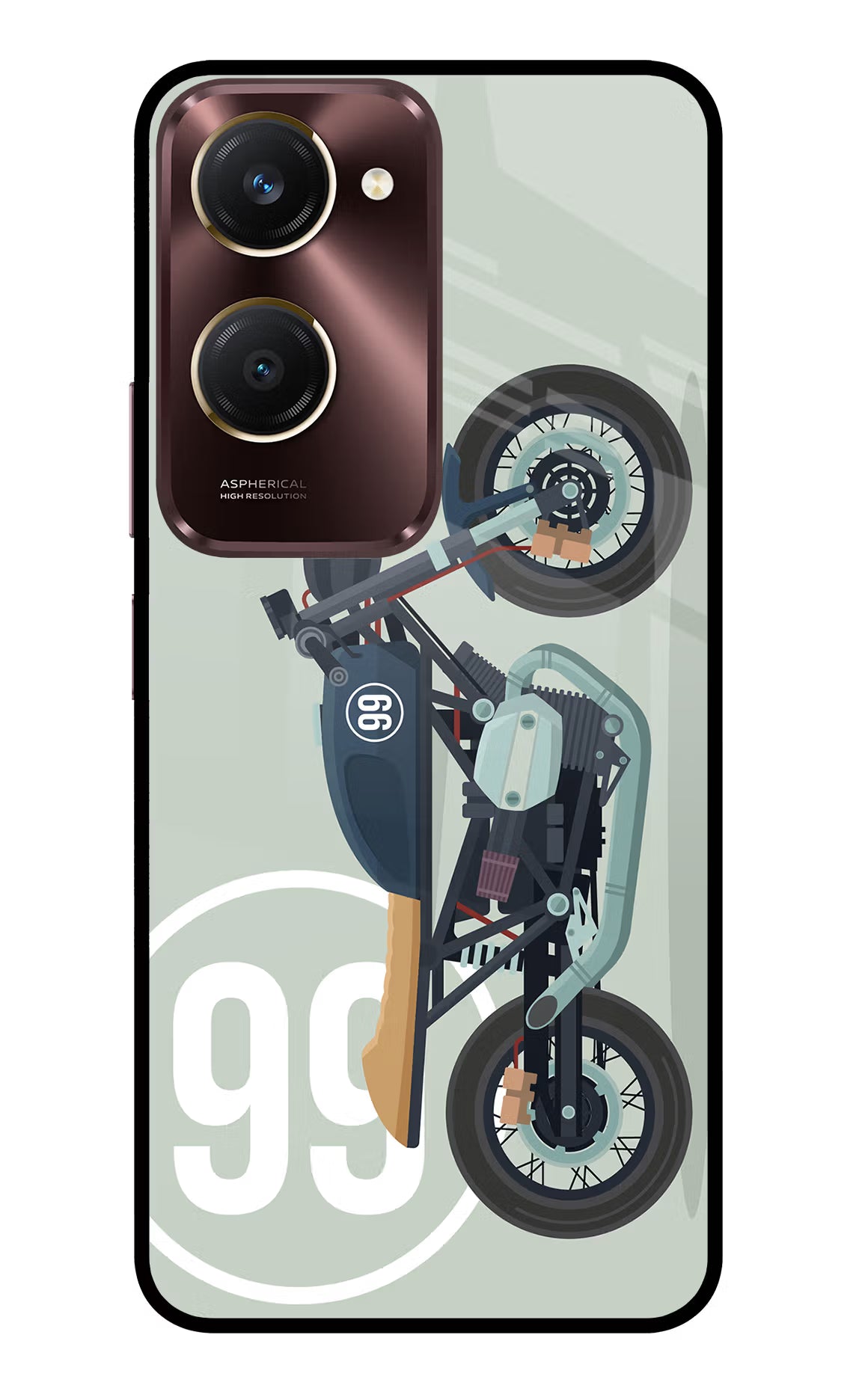 Classic Cafe Racer 99 Vivo Y28s 5G Glass Case Back Cover by Casekaro