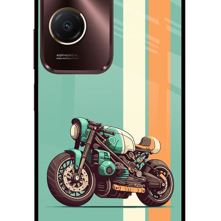Striped Moto Drift Vivo Y28s 5G Glass Case