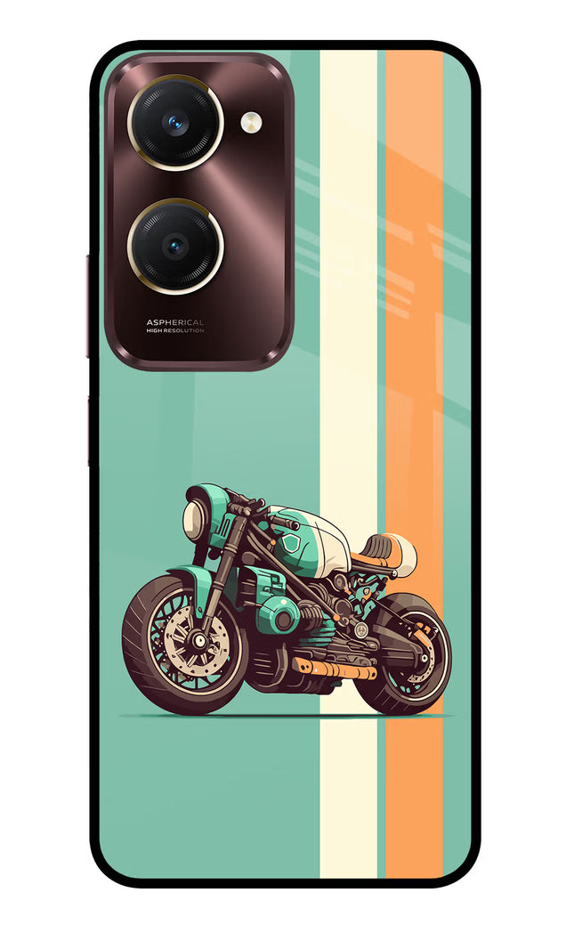 Striped Moto Drift Vivo Y28s 5G Glass Case