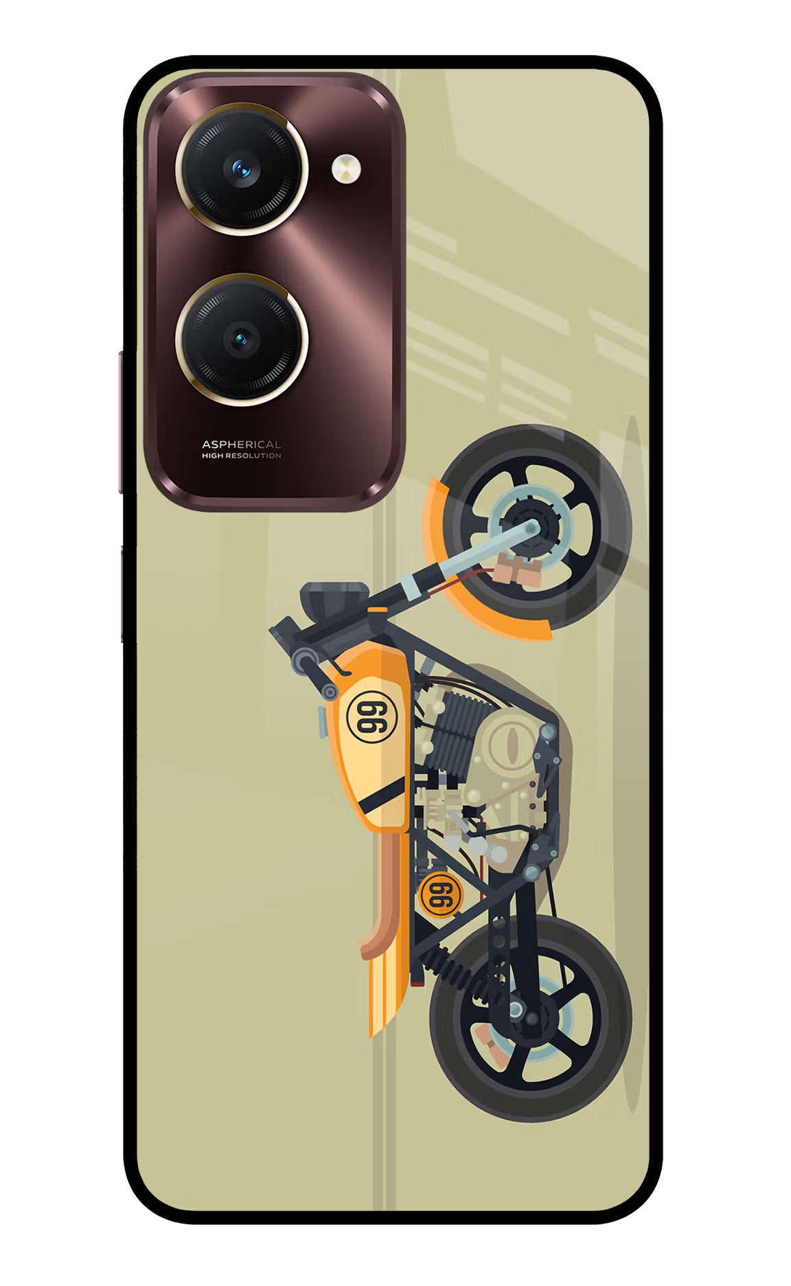 Vertical Speedster Vivo Y28s 5G Glass Case Back Cover by Casekaro