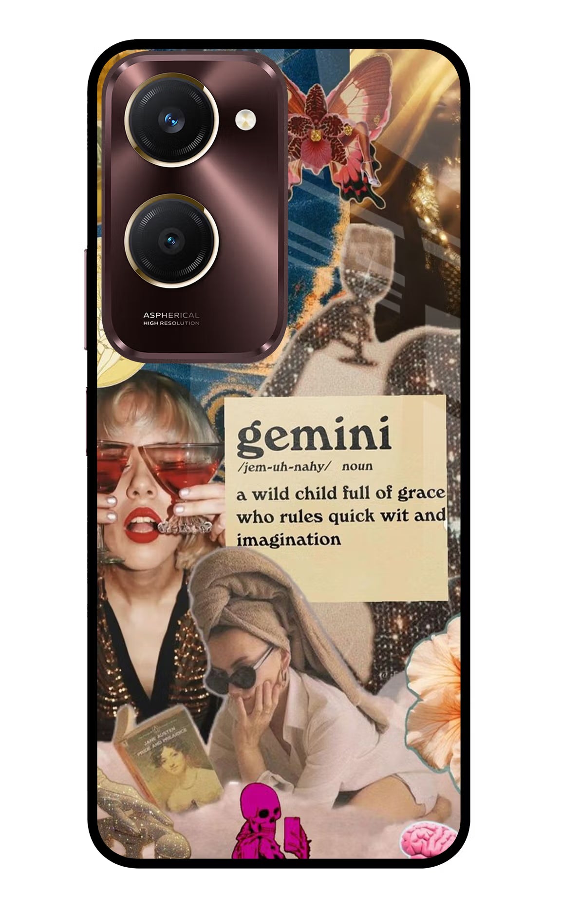 Gemini Zodiac Vivo Y28s 5G Glass Case Back Cover by Casekaro