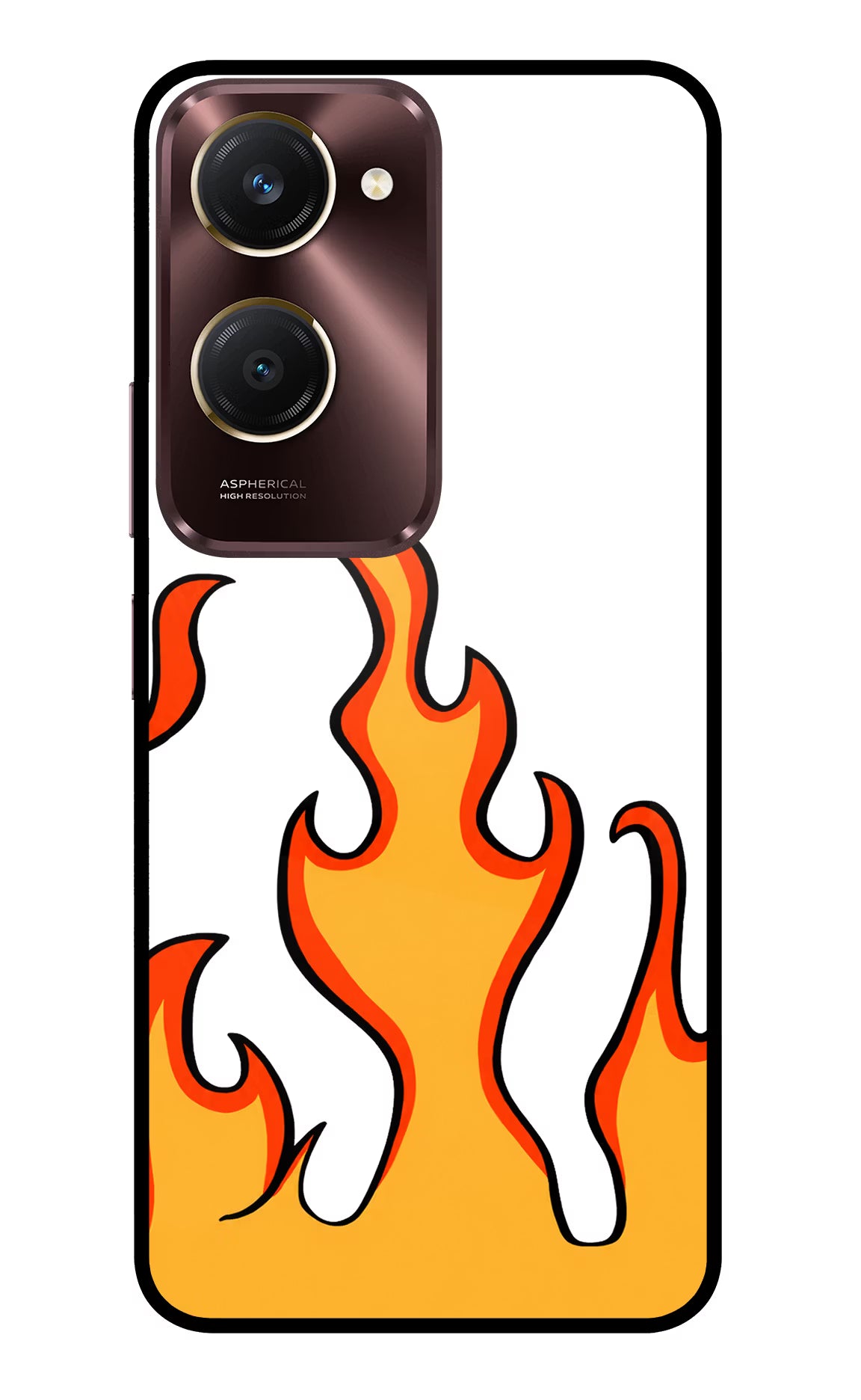 Fired Up – White Vivo Y28s 5G Glass Case Back Cover by Casekaro