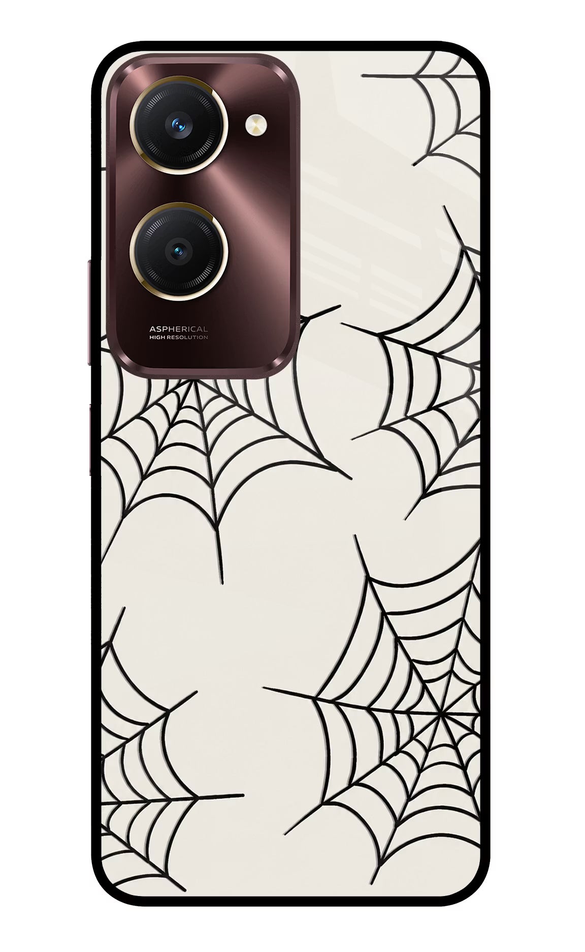 Spider Web Vivo Y28s 5G Glass Case Back Cover by Casekaro