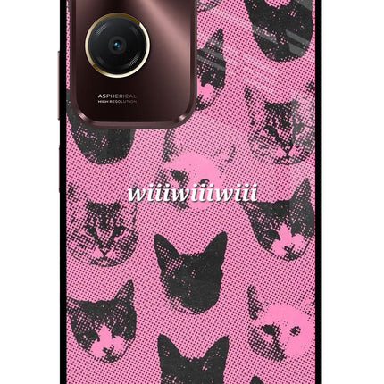 Pink Cats Vivo Y28s 5G Glass Case