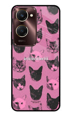Pink Cats Vivo Y28s 5G Glass Case