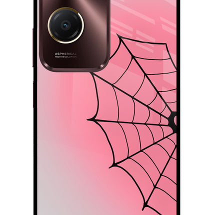 Pink Web Vivo Y28s 5G Glass Case