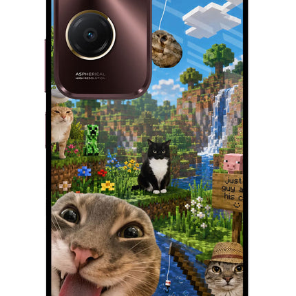 Minecraft Cat Chaos Vivo Y28s 5G Glass Case