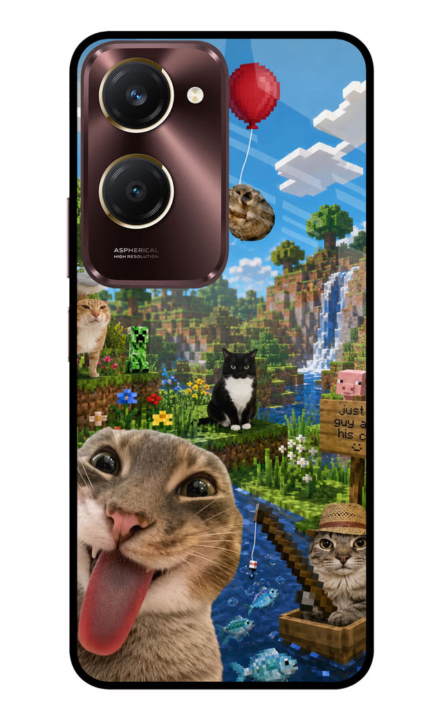 Minecraft Cat Chaos Vivo Y28s 5G Glass Case