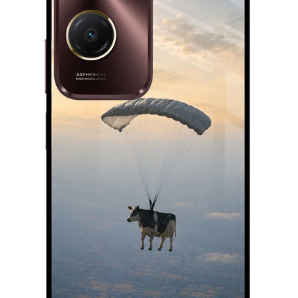 Skydiving Cow Vivo Y28s 5G Glass Case