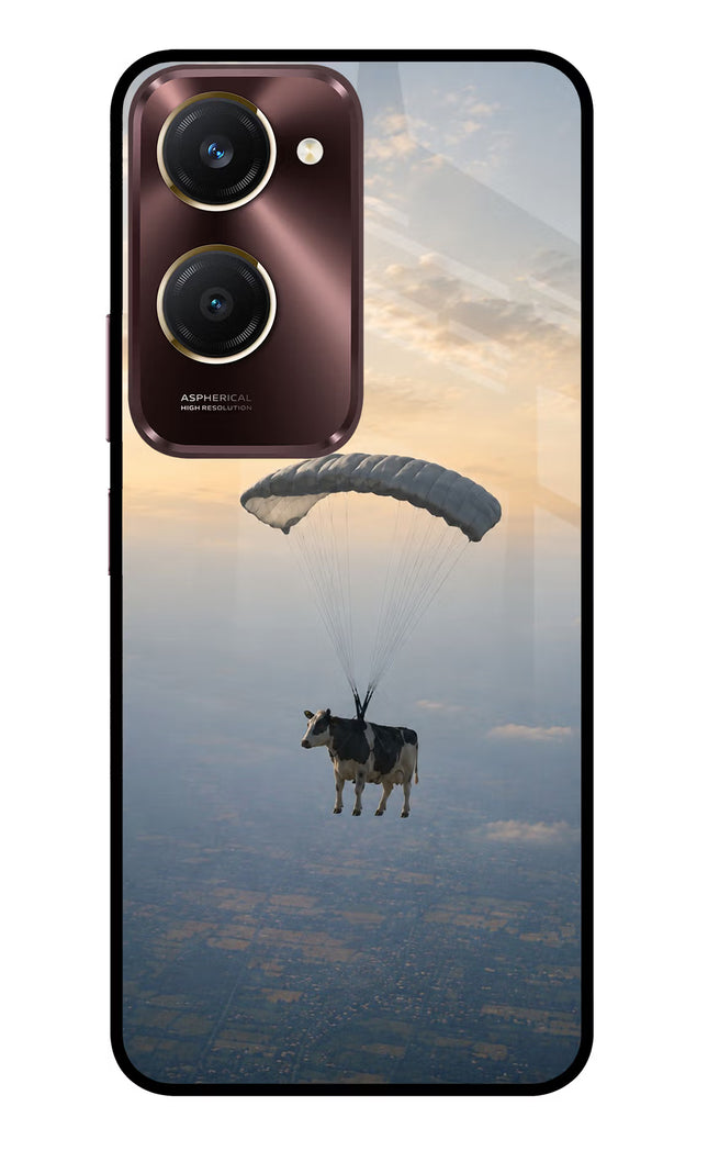 Skydiving Cow Vivo Y28s 5G Glass Case
